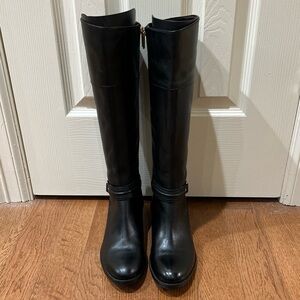 Bandolino Black Leather Knee High Riding Boots Womens 8.5M Equestrian Outdoors